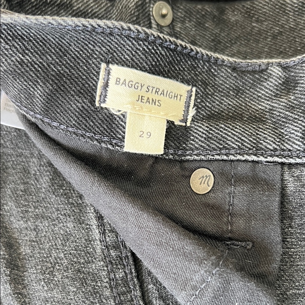 Women’s Madewell Washed Black Baggy Straight Leg Jeans - size 29 - Picture 4 of 8